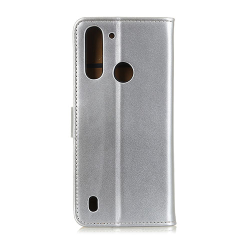 Coque Portefeuille Livre Cuir Etui Clapet A08D pour Motorola Moto One Fusion Argent