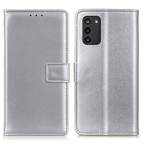 Coque Portefeuille Livre Cuir Etui Clapet A08D pour Nokia G100 Argent