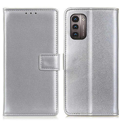 Coque Portefeuille Livre Cuir Etui Clapet A08D pour Nokia G11 Argent