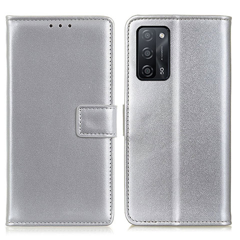 Coque Portefeuille Livre Cuir Etui Clapet A08D pour Oppo A53s 5G Argent