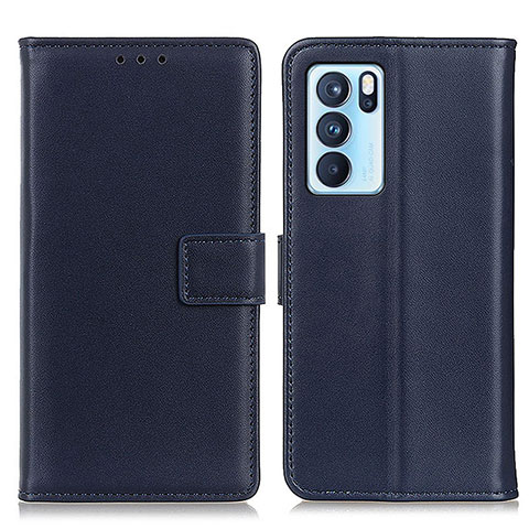 Coque Portefeuille Livre Cuir Etui Clapet A08D pour Oppo Reno6 Pro 5G India Bleu