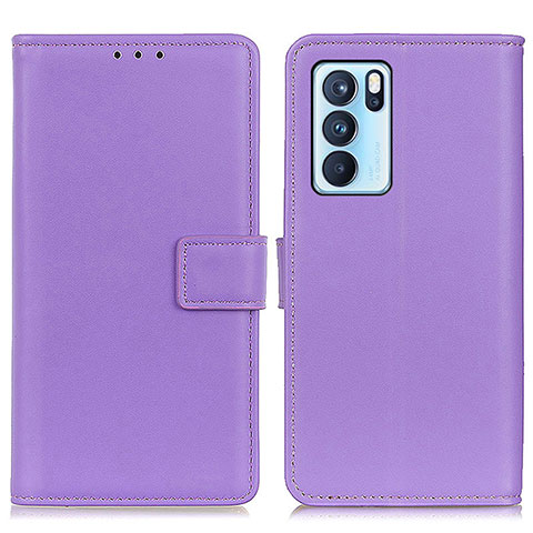 Coque Portefeuille Livre Cuir Etui Clapet A08D pour Oppo Reno6 Pro 5G India Violet