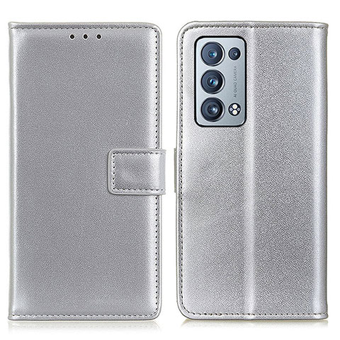 Coque Portefeuille Livre Cuir Etui Clapet A08D pour Oppo Reno6 Pro+ Plus 5G Argent