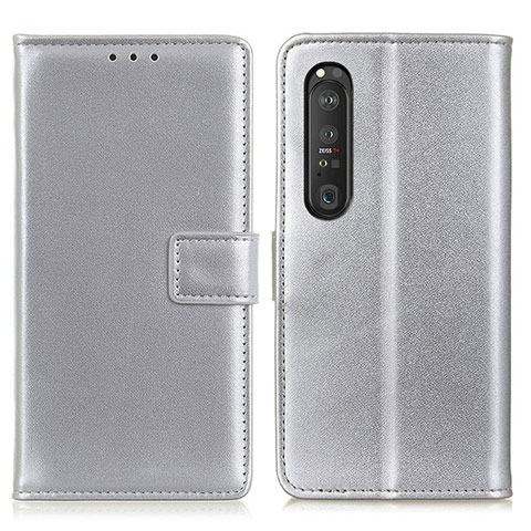 Coque Portefeuille Livre Cuir Etui Clapet A08D pour Sony Xperia 1 III Argent