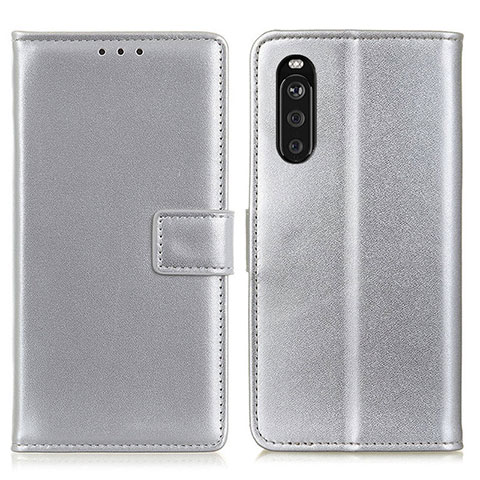 Coque Portefeuille Livre Cuir Etui Clapet A08D pour Sony Xperia 10 III Lite Argent