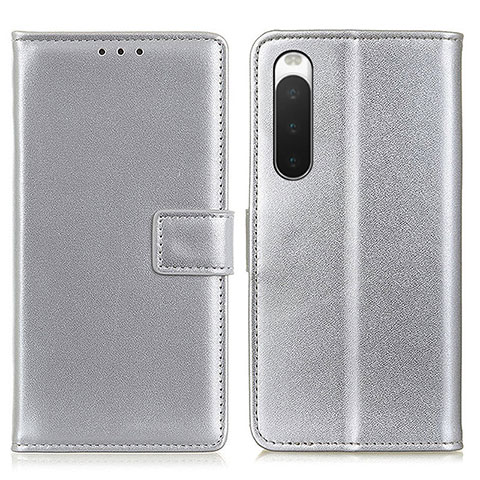 Coque Portefeuille Livre Cuir Etui Clapet A08D pour Sony Xperia 10 V Argent