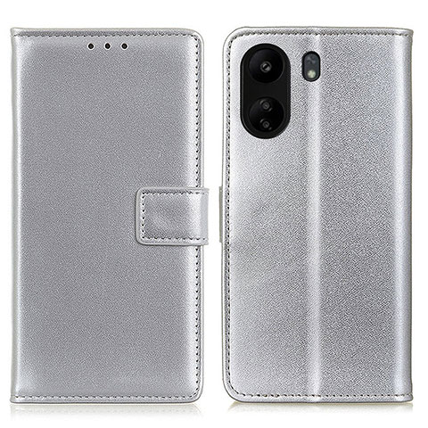 Coque Portefeuille Livre Cuir Etui Clapet A08D pour Xiaomi Poco C65 Argent