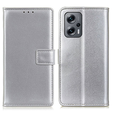 Coque Portefeuille Livre Cuir Etui Clapet A08D pour Xiaomi Redmi Note 12 Turbo 5G Argent