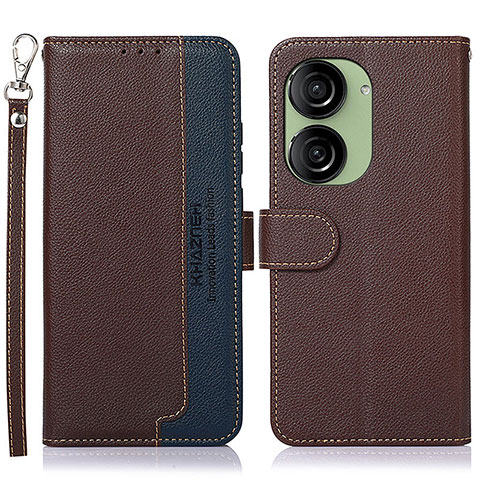 Coque Portefeuille Livre Cuir Etui Clapet A09D pour Asus ZenFone 10 Marron