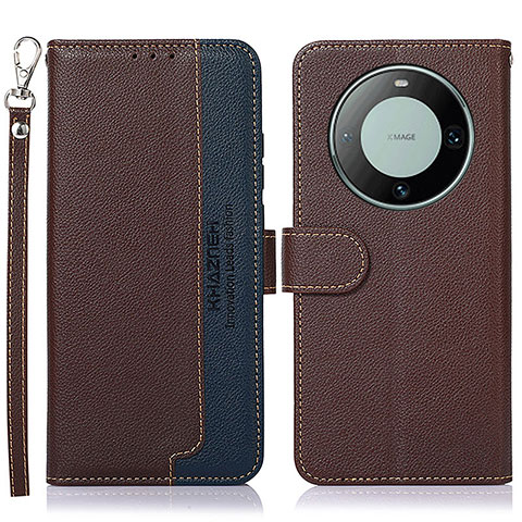 Coque Portefeuille Livre Cuir Etui Clapet A09D pour Huawei Mate 60 Marron