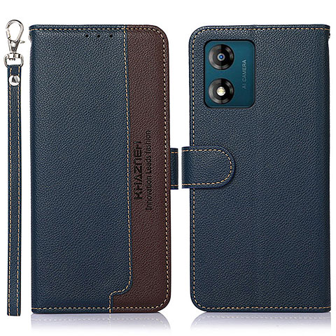 Coque Portefeuille Livre Cuir Etui Clapet A09D pour Motorola Moto E13 Bleu