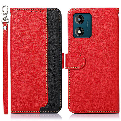 Coque Portefeuille Livre Cuir Etui Clapet A09D pour Motorola Moto E13 Rouge