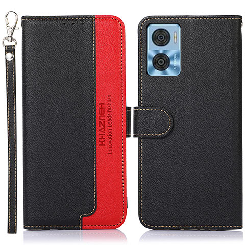 Coque Portefeuille Livre Cuir Etui Clapet A09D pour Motorola Moto E22i Noir