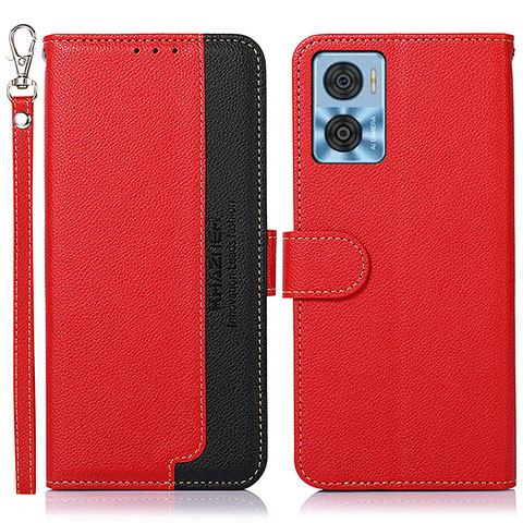 Coque Portefeuille Livre Cuir Etui Clapet A09D pour Motorola Moto E22i Rouge