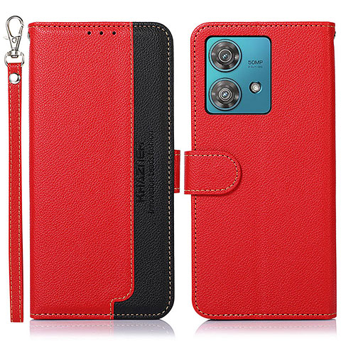 Coque Portefeuille Livre Cuir Etui Clapet A09D pour Motorola Moto Edge 40 Neo 5G Rouge