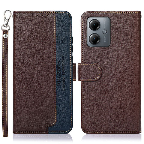 Coque Portefeuille Livre Cuir Etui Clapet A09D pour Motorola Moto G14 Marron