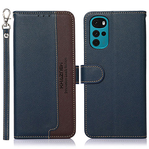 Coque Portefeuille Livre Cuir Etui Clapet A09D pour Motorola Moto G22 Bleu