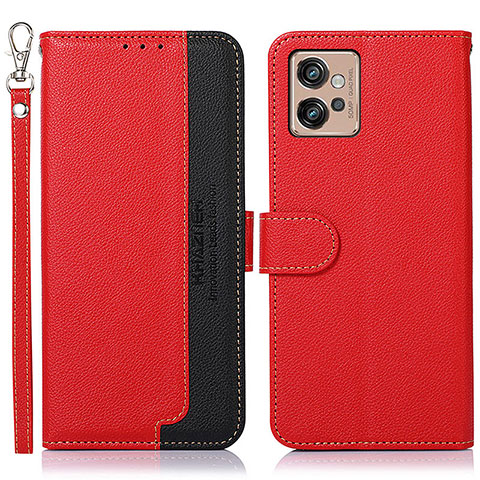 Coque Portefeuille Livre Cuir Etui Clapet A09D pour Motorola Moto G32 Rouge