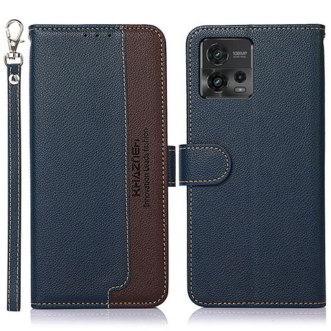 Coque Portefeuille Livre Cuir Etui Clapet A09D pour Motorola Moto G72 Bleu