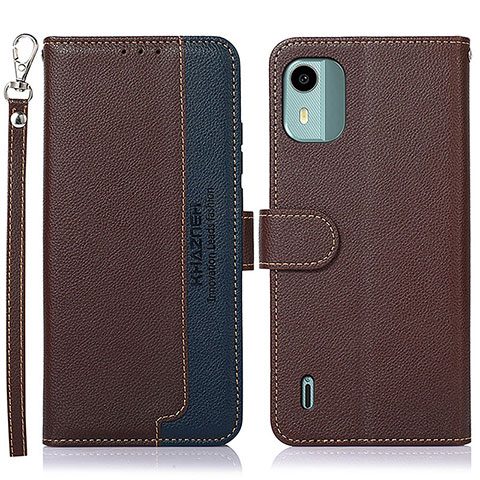 Coque Portefeuille Livre Cuir Etui Clapet A09D pour Nokia C12 Plus Marron