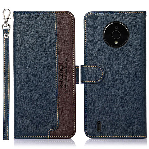 Coque Portefeuille Livre Cuir Etui Clapet A09D pour Nokia C200 Bleu