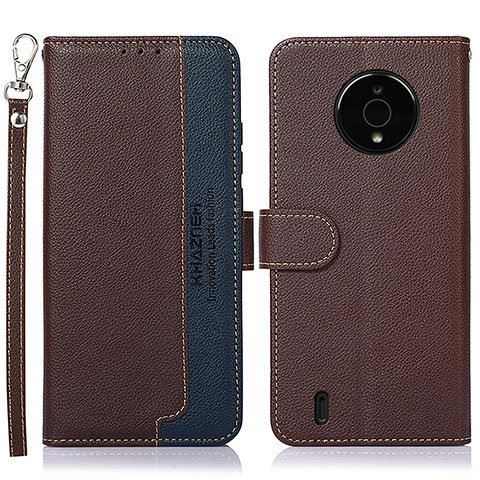 Coque Portefeuille Livre Cuir Etui Clapet A09D pour Nokia C200 Marron