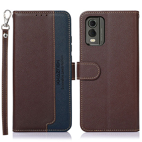 Coque Portefeuille Livre Cuir Etui Clapet A09D pour Nokia C210 Marron