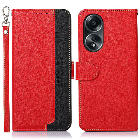 Coque Portefeuille Livre Cuir Etui Clapet A09D pour Oppo A18 Rouge