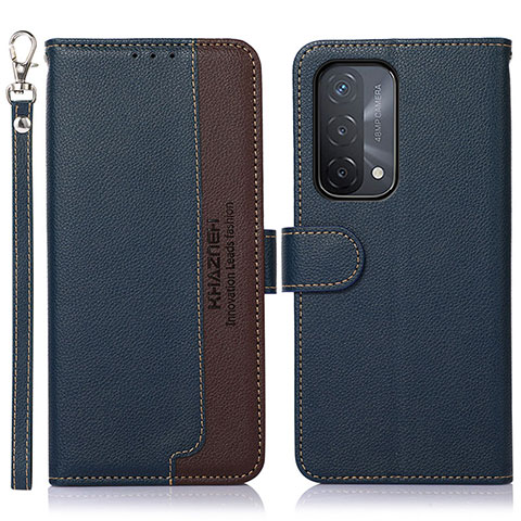 Coque Portefeuille Livre Cuir Etui Clapet A09D pour Oppo A54 5G Bleu