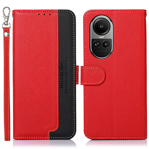 Coque Portefeuille Livre Cuir Etui Clapet A09D pour Oppo Reno10 5G Rouge