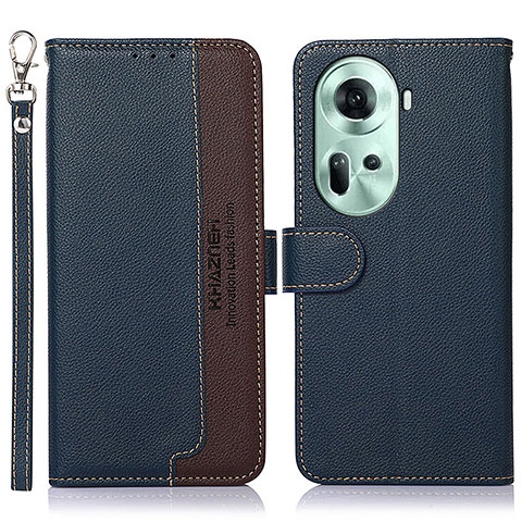 Coque Portefeuille Livre Cuir Etui Clapet A09D pour Oppo Reno11 5G Bleu