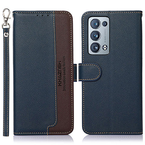 Coque Portefeuille Livre Cuir Etui Clapet A09D pour Oppo Reno6 Pro 5G Bleu