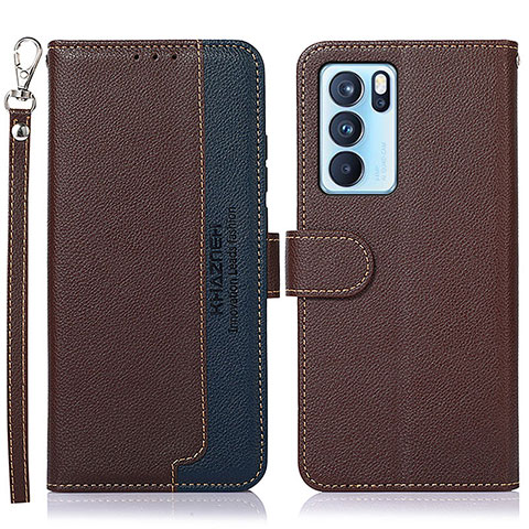 Coque Portefeuille Livre Cuir Etui Clapet A09D pour Oppo Reno6 Pro 5G India Marron