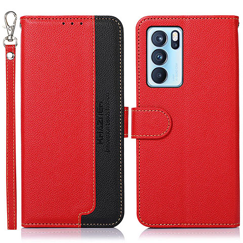 Coque Portefeuille Livre Cuir Etui Clapet A09D pour Oppo Reno6 Pro 5G India Rouge