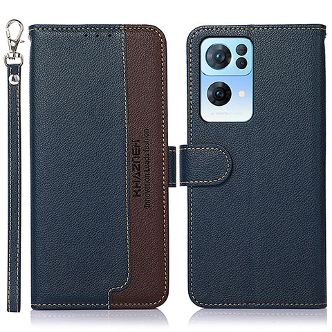 Coque Portefeuille Livre Cuir Etui Clapet A09D pour Oppo Reno7 Pro 5G Bleu