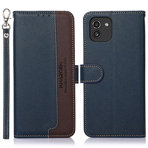 Coque Portefeuille Livre Cuir Etui Clapet A09D pour Samsung Galaxy A03 Bleu