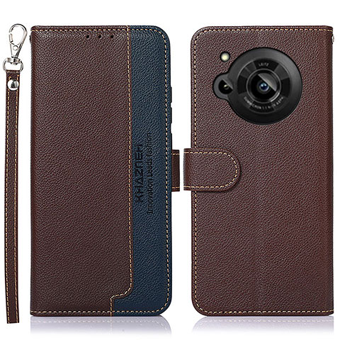 Coque Portefeuille Livre Cuir Etui Clapet A09D pour Sharp Aquos R7 Marron