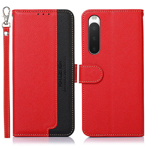 Coque Portefeuille Livre Cuir Etui Clapet A09D pour Sony Xperia 10 IV SOG07 Rouge