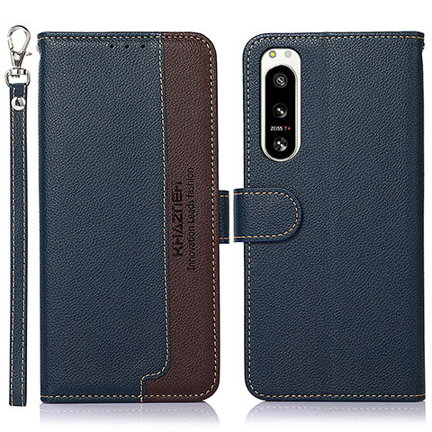 Coque Portefeuille Livre Cuir Etui Clapet A09D pour Sony Xperia 5 IV Bleu