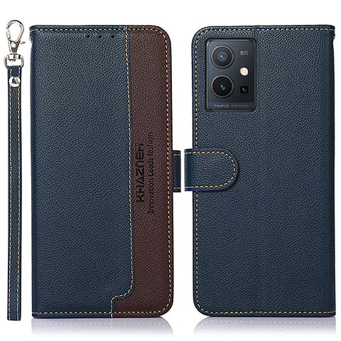 Coque Portefeuille Livre Cuir Etui Clapet A09D pour Vivo T1 5G India Bleu