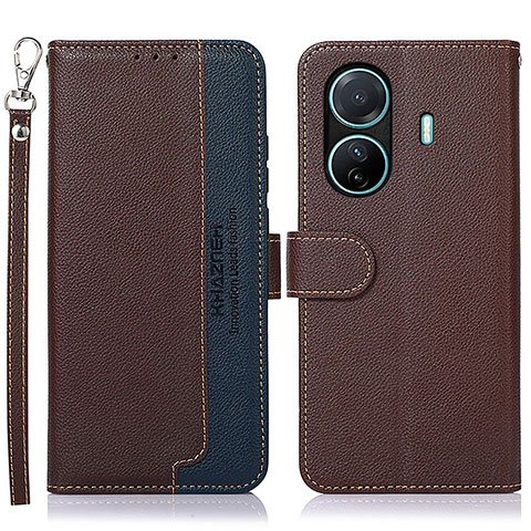 Coque Portefeuille Livre Cuir Etui Clapet A09D pour Vivo T1 5G Marron