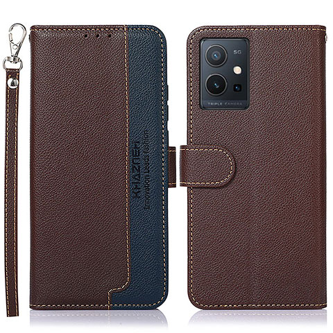 Coque Portefeuille Livre Cuir Etui Clapet A09D pour Vivo Y55s 5G Marron