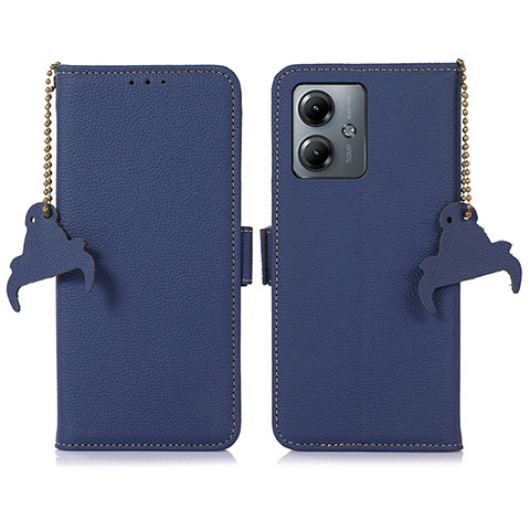 Coque Portefeuille Livre Cuir Etui Clapet A10D pour Motorola Moto G14 Bleu