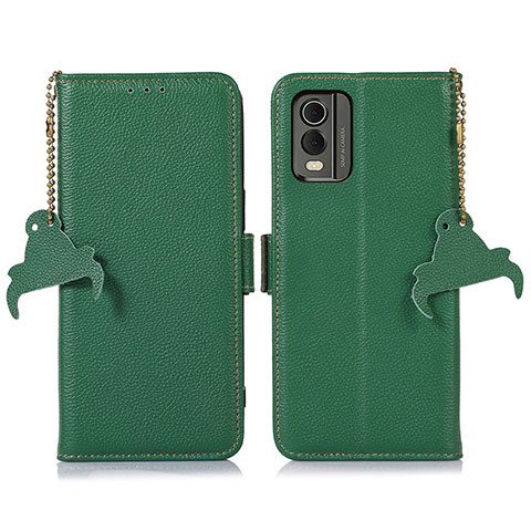 Coque Portefeuille Livre Cuir Etui Clapet A10D pour Nokia C210 Vert