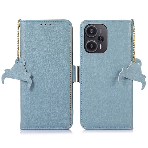 Coque Portefeuille Livre Cuir Etui Clapet A10D pour Xiaomi Poco F5 5G Bleu Clair