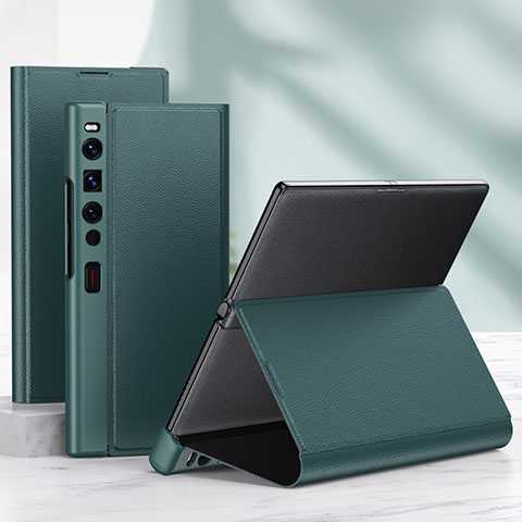 Coque Portefeuille Livre Cuir Etui Clapet AC1 pour Huawei Mate Xs 2 Vert