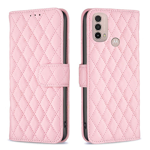 Coque Portefeuille Livre Cuir Etui Clapet B01F pour Motorola Moto E20 Rose