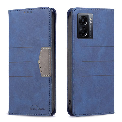 Coque Portefeuille Livre Cuir Etui Clapet B01F pour Oppo A57 5G Bleu