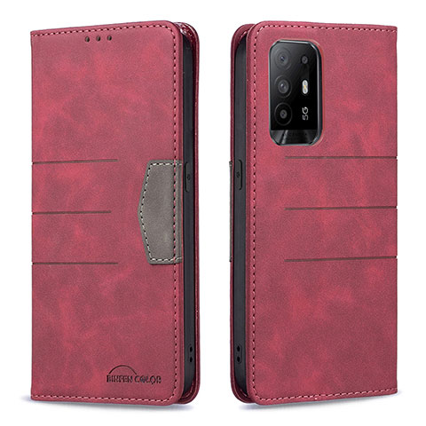 Coque Portefeuille Livre Cuir Etui Clapet B01F pour Oppo F19 Pro+ Plus 5G Rouge