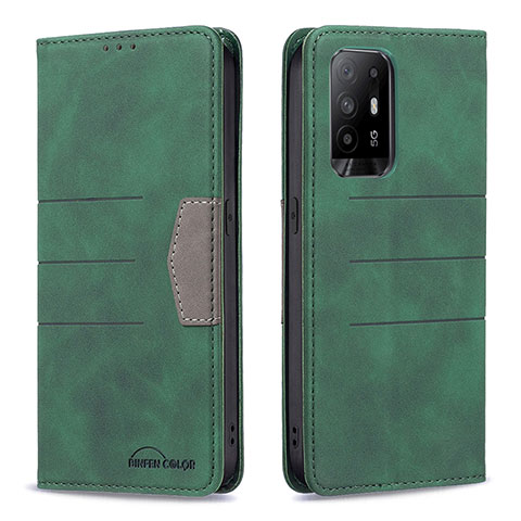 Coque Portefeuille Livre Cuir Etui Clapet B01F pour Oppo F19 Pro+ Plus 5G Vert